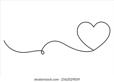 Heart continuous one line art drawing of heart hand drawn vector illustration

