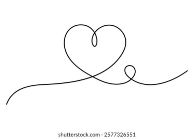 Heart continuous one line art drawing of heart hand drawn vector illustration
