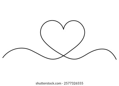 Heart continuous one line art drawing of heart hand drawn vector illustration
