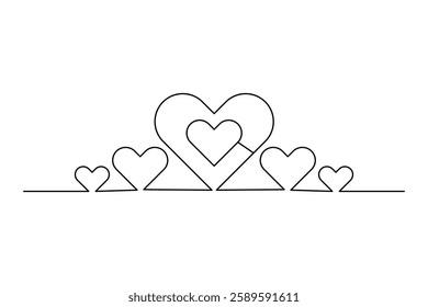  Heart continuous one line art drawing with love shape for Valentine's Day
