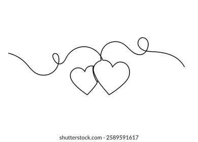  Heart continuous one line art drawing with love shape for Valentine's Day