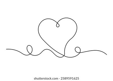  Heart continuous one line art drawing with love shape for Valentine's Day