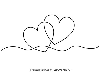 Heart continuous one line art drawing of heart hand drawn vector illustration
