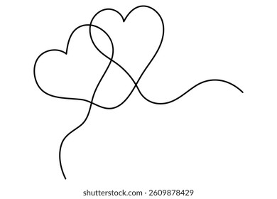 Heart continuous one line art drawing of heart hand drawn vector illustration
