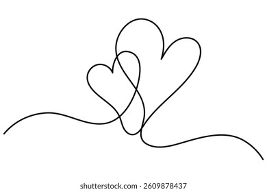 Heart continuous one line art drawing of heart hand drawn vector illustration

