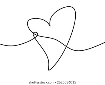 Heart continuous one line art drawing color shape Love sign outline Vector illustration. heart isolated on white background. Love illustration. Heart vektor