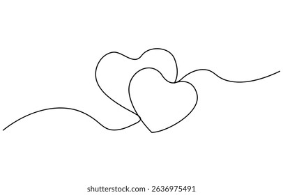 Heart continuous one line art drawing color shape Love sign,  love and romance. Vector illustration.