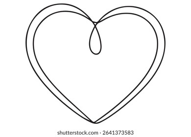 Heart continuous one line art drawing of heart hand drawn vector illustration
