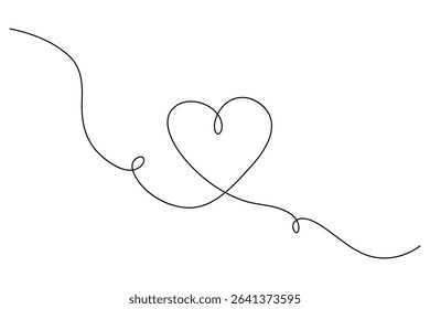 Heart continuous one line art drawing of heart hand drawn vector illustration
