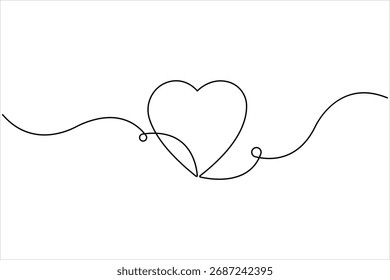 Dibujo de arte de una línea continua de corazón. Un corazón de contorno para el diseño de amor. Ilustración vectorial de corazón de boceto de arte de una línea. Símbolo de simplicidad signo de amor aislado sobre fondo blanco