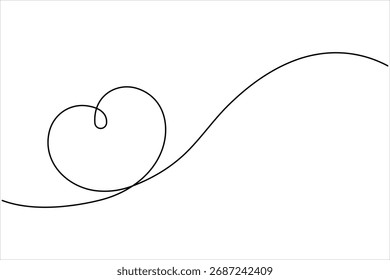 Heart continuous one line art drawing. One contour heart for love design. One line art sketch heart vector illustration. Simplicity symbol love sign isolated on white background