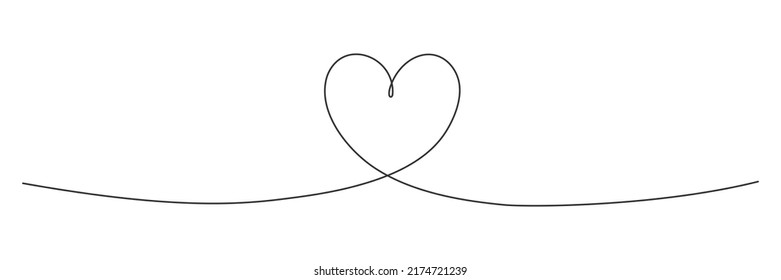 Heart continuous one line drawing. Love doodle symbol. Vector isolated on white.