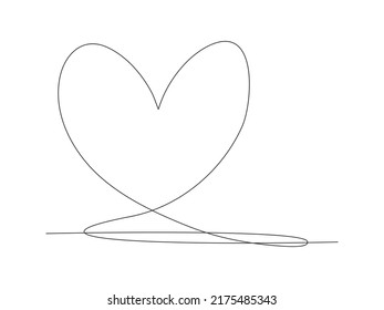 Dibujo de una línea continuo del corazón. Amar el símbolo lineal. Vector aislado en blanco.	