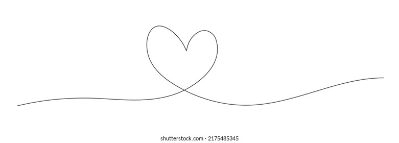 Heart continuous one line drawing. Love linear symbol. Vector isolated on white.	