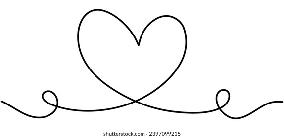 Herbeiführung einer durchgängigen Zeilenzeichnung. Love lineares Symbol. Vektorgrafik, handgezeichnet, einzeln auf Weiß.