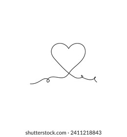 
Heart continuous one line drawing outline vector illustration