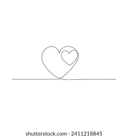 
Heart continuous one line drawing outline vector illustration
