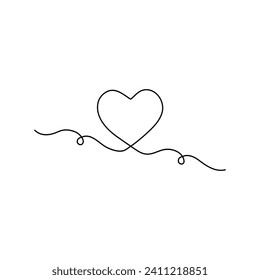 
Ilustración vectorial de contorno de una línea continua de corazón
