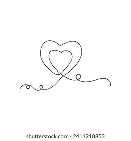 
Heart continuous one line drawing outline vector illustration