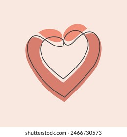 Heart Continuous One Line Drawing concept 