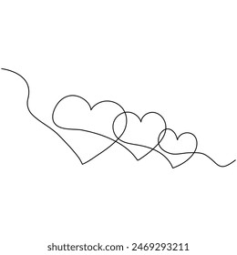 
Heart continuous one line drawing outline vector illustration
