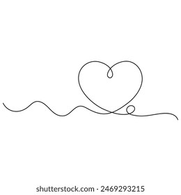 
Heart continuous one line drawing outline vector illustration
