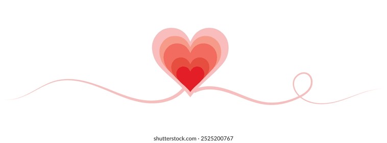 Heart continuous one line drawing, Black and white vector design eps 10