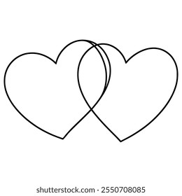 Dibujo continuo de una línea del corazón, ilustración minimalista del Vector blanco y negro del concepto del amor hecho de una línea