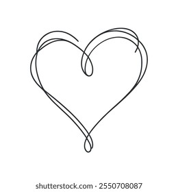 Dibujo continuo de una línea del corazón, ilustración minimalista del Vector blanco y negro del concepto del amor hecho de una línea