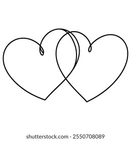 Dibujo continuo de una línea del corazón, ilustración minimalista del Vector blanco y negro del concepto del amor hecho de una línea