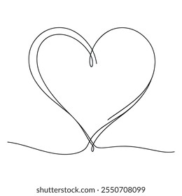 Dibujo continuo de una línea del corazón, ilustración minimalista del Vector blanco y negro del concepto del amor hecho de una línea