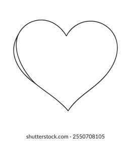 Heart continuous one line drawing, Black and white vector minimalist illustration of love concept made of one line