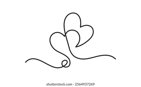 heart continuous one line drawing vector