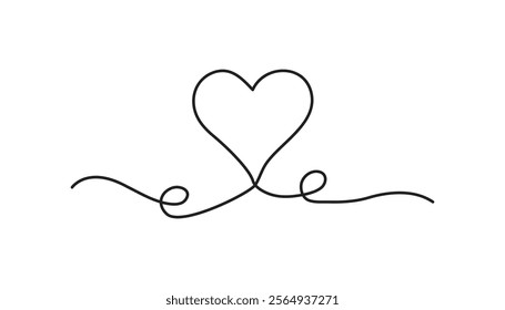 heart continuous one line drawing vector