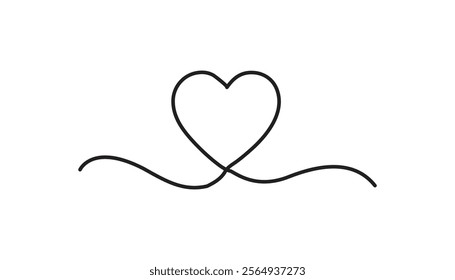 heart continuous one line drawing vector