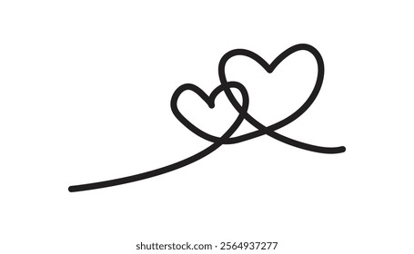 heart continuous one line drawing vector