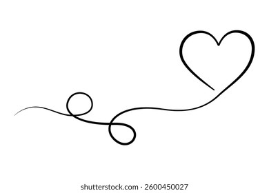 Heart Continuous One Line Drawing. Simple Heart Line Art Illustration for Valentine`s Day Design. Abstract Minimalist Vector Illustration. Wedding and Love Concept in Minimalistic Style. Not AI