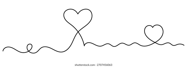 Desenho contínuo de uma linha do coração, Símbolo de amor uma linha fina preta sobre fundo branco, ilustração Vetor, EPS 10