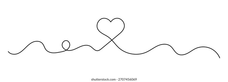 Desenho contínuo de uma linha do coração, Símbolo de amor uma linha fina preta sobre fundo branco, ilustração Vetor, EPS 10