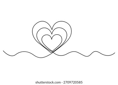 Heart continuous one line drawing hand drawn illustration
