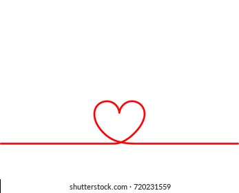 Heart. Continuous one line drawing of red heart on white background. Thin line of love icon. EPS10 vector illustration.