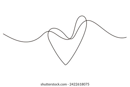 Heart continuous one line symbol drawing. Love romantic icon in simple linear doodle style vector illustration with editable stroke. Design for wedding festive card