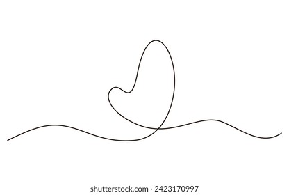 Heart continuous one line symbol drawing. Love romantic icon in simple linear doodle style vector illustration with editable stroke. Design for wedding festive card