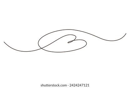 Heart continuous one line symbol drawing. Love romantic icon in simple linear doodle style vector illustration with editable stroke. Design for wedding festive card