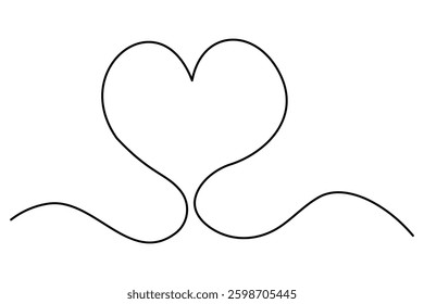 Heart continuous single line art drawing. Hand drawn doodle heart outline vector illustration