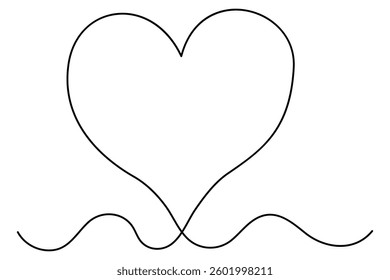Heart continuous single line art drawing. Hand drawn doodle heart outline vector illustration
