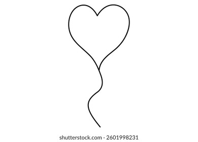 Heart continuous single line art drawing. Hand drawn doodle heart outline vector illustration
