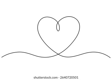 Heart continuous single line art drawing. Hand drawn doodle heart outline vector illustration
