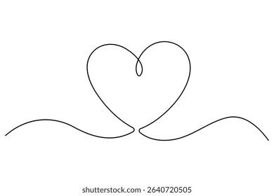 Heart continuous single line art drawing. Hand drawn doodle heart outline vector illustration
