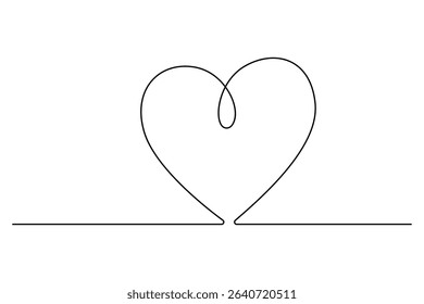 Heart continuous single line art drawing. Hand drawn doodle heart outline vector illustration
